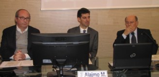 Da sx,l'endocrinologo Mauro Defendente, lo chef Massimiliano Alajmo, il presidente Esac Sergio Rebecca