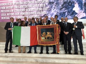 La felicità della delegazione italiana a Baku alla notizia dell'assegnazione del riconoscimento Unesco alle colline del Prosecco
